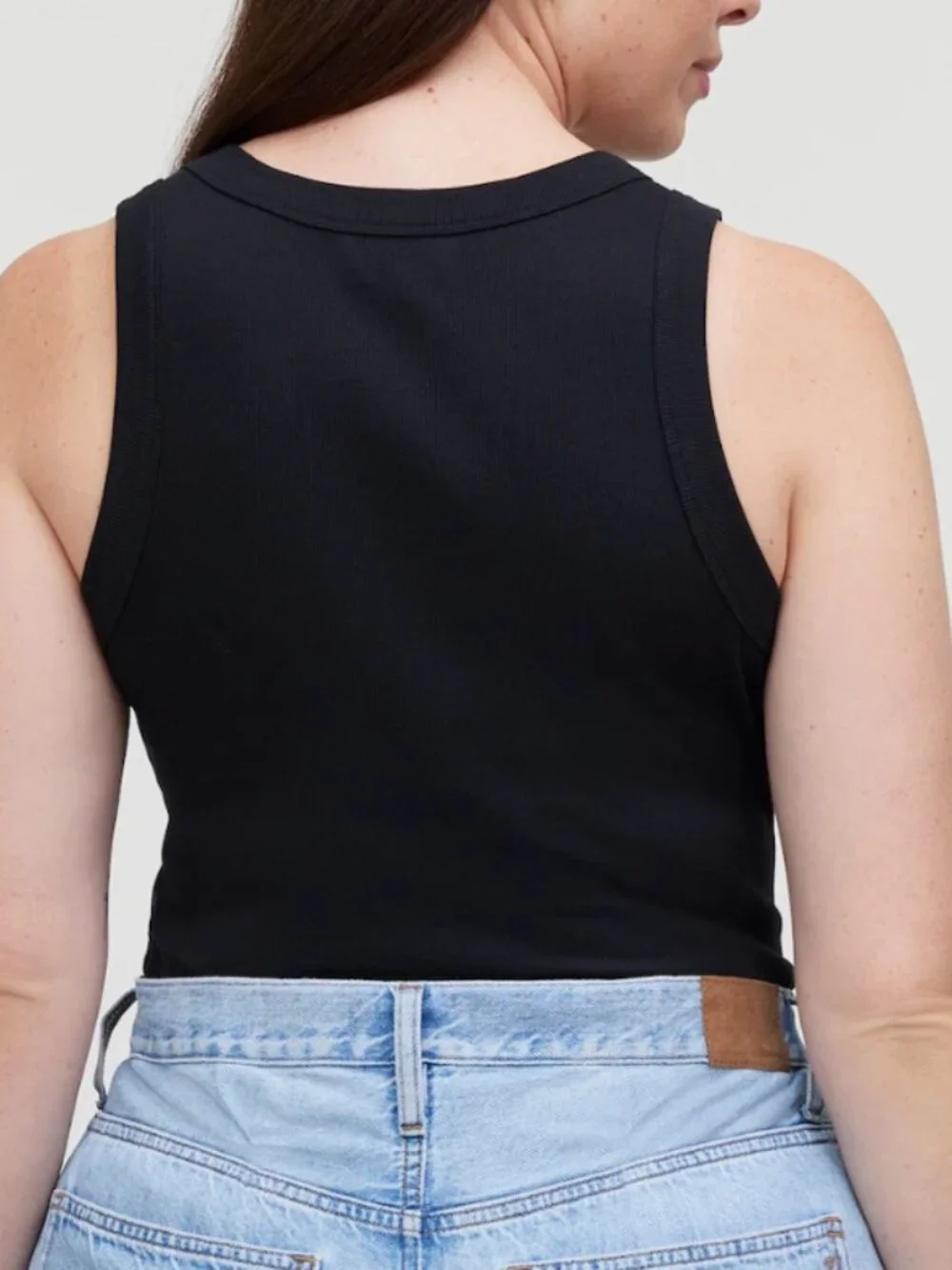 Madewell Supima® Rib Cutaway Tank in True Black Sz M - Picture 3 of 10